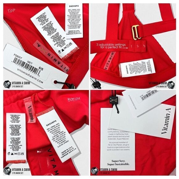 VITAMIN A SWIM BIKINI SET: CHERYL TOP + SIENNA HIGH WAIST BOTTOM IN MARISOL RED - Picture 12 of 15
